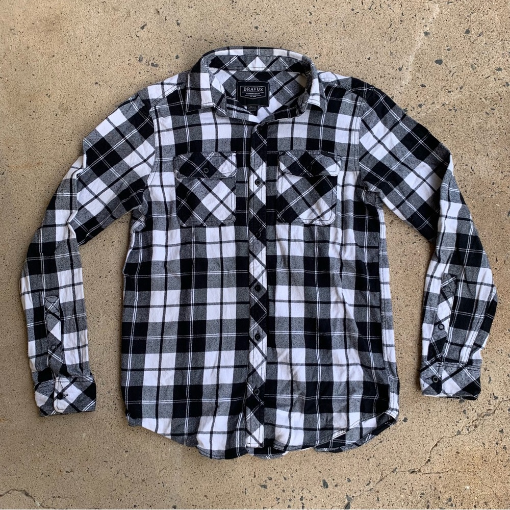 Dravus Mens Black & White Flannel